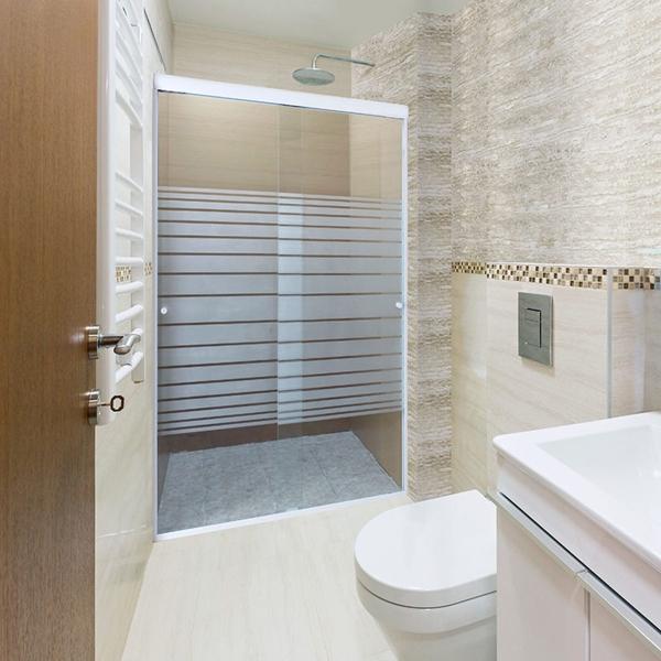 CANCEL PARA BAÑO 116 A 120 X 187 CM RECTANGULAR CRISTAL TEMPLADO BLANCO DOBLE CORREDIZO