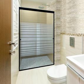 CANCEL PARA BAÑO 116 A 120 X 187 CM RECTANGULAR CRISTAL TEMPLADO NEGRO DOBLE CORREDIZO