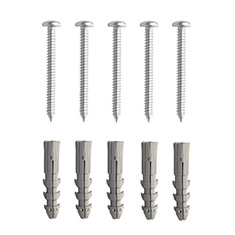 5 TAQUETES PLÁSTICO TORNILLOS3/8PULGADA GRIS
