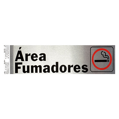 LETRERO DE ALUMINIO PARA PARED ÁREA FUMADORES 5 X 20.5 CM
