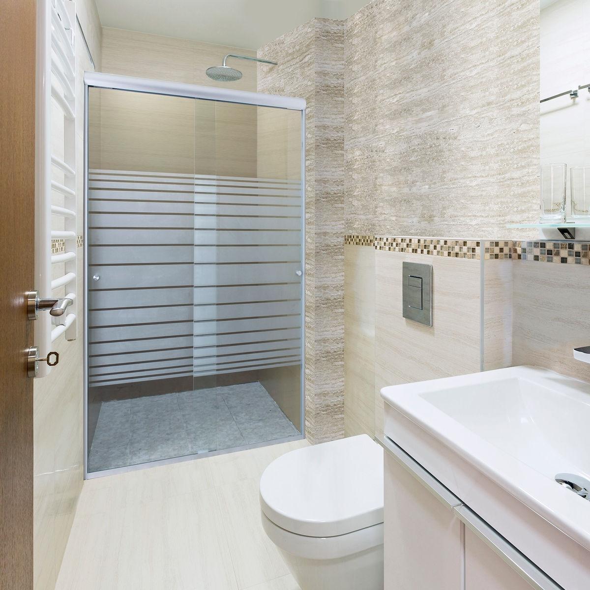 Cancel para baño 121 a 125 x 187 cm rectangular cristal templado plata doble corredizo