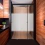 CANCEL PARA BAÑO 171 A 175 X 187 CM RECTANGULAR CRISTAL TEMPLADO NEGRO FIJO Y DOBLE CORREDIZO