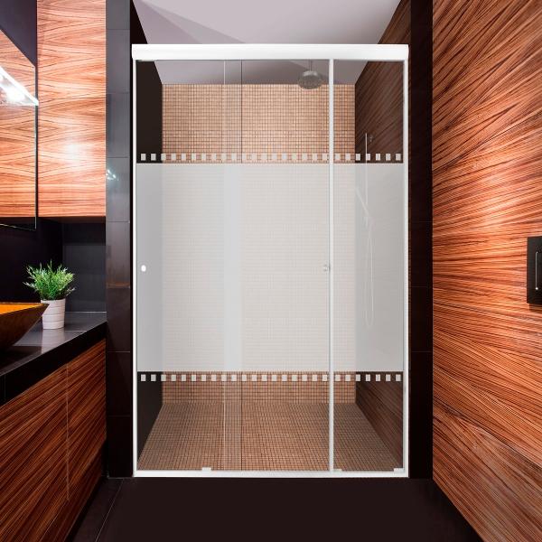 CANCEL PARA BAÑO 181 A 185 X 187 CM RECTANGULAR CRISTAL TEMPLADO BLANCO FIJO DOBLE CORREDIZO