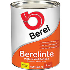 berel pintura vinil acrílica para interior y exterior berel berelinte 7 de 4 litros mate