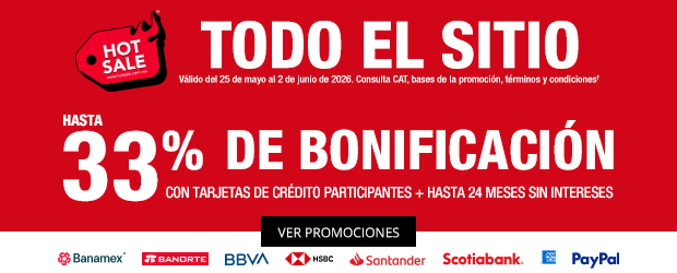 Hasta 33% de bonificación con tarjetas de crédito participantes + hasta 24 meses sin intereses