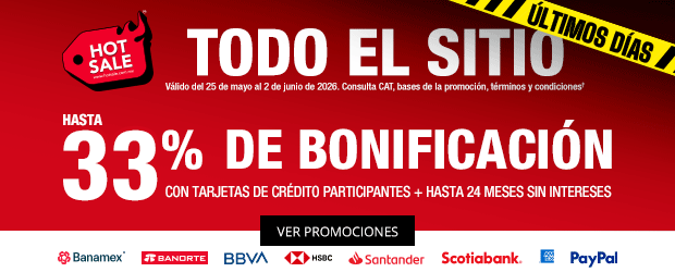 ¡Últimos días! Hasta 33% de bonificación con tarjetas de crédito participantes + hasta 24 meses sin intereses