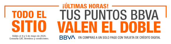 ¡Últimas horas! Tus puntos BBVA valen el doble (en compras a un solo pago con tarjeta de crédito digital BBVA)