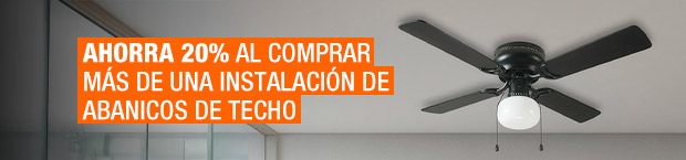 Ahorra hasta 20% al comprar más de una instalación de abanicos de techo