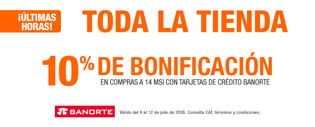 ¡Últimas Horas! - 10% de bonificación en compras a 14 MSI con tarjetas de crédito Banorte