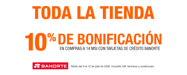 10% de bonificación en compras a 14 MSI con tarjetas de crédito Banorte