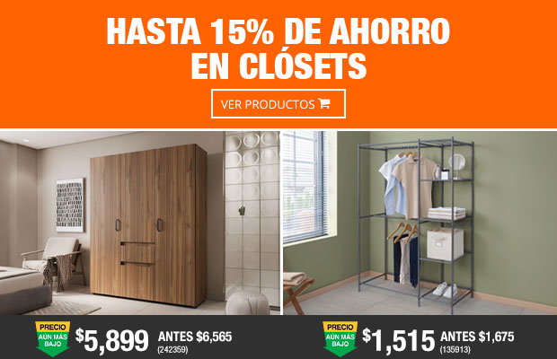 Hasta 15% de ahorro en clósets