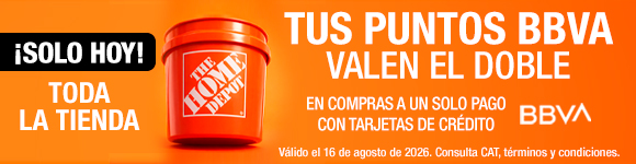 ¡Solo hoy! En toda la tienda. Tus puntos BBVA valen el doble en compras a un solo pago con Tarjetas de Crédito BBVA. Válido el 16 de agosto. Consulta CAT, términos y condiciones.