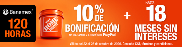 120 horas Banamex: 10% de bonificación con Tarjetas de Crédito  Banamex + hasta 18 meses sin intereses. Bonificación aplica también a través de Paypal. Válido del 22 al 26 de octubre de 2026. Consulta CAT, términos y condiciones.
