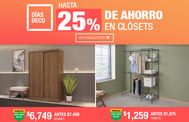 Ahorra hasta 25% en Clósets